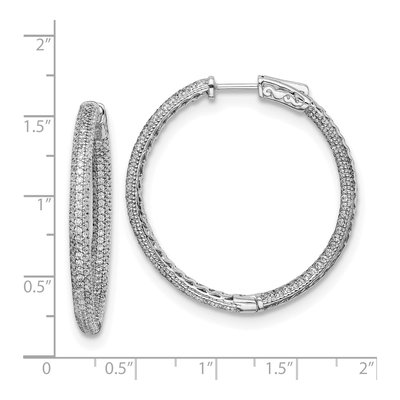 Sterling Silver 38mm CZ Pave Inside-Out Hoop Earrings – view 5