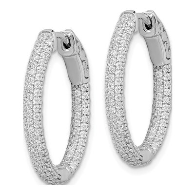 Sterling Silver 24mm CZ Inside-Out Hoop Earrings – view 3