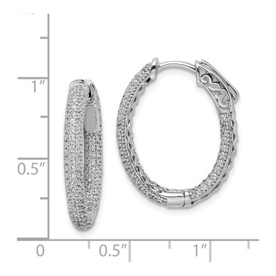 Sterling Silver 24mm CZ Inside-Out Hoop Earrings – view 5
