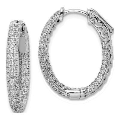 Sterling Silver 24mm CZ Inside-Out Hoop Earrings