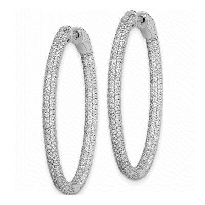 Sterling Silver 39mm CZ Pave Inside-Out Hoop Earrings – view 3