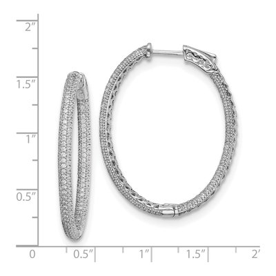 Sterling Silver 39mm CZ Pave Inside-Out Hoop Earrings – view 5