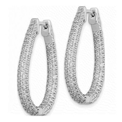 Sterling Silver 33mm CZ Pave Inside-Out Hoop Earrings – view 3