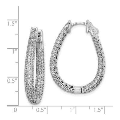 Sterling Silver 33mm CZ Pave Inside-Out Hoop Earrings – view 5
