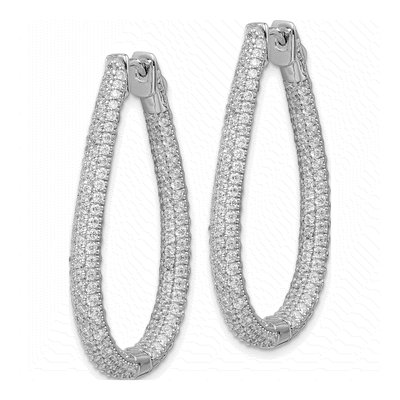 Sterling Silver 41mm CZ Pave Inside-Out Hoop Earrings – view 3