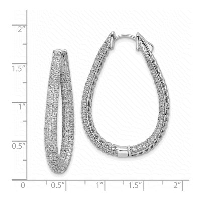 Sterling Silver 41mm CZ Pave Inside-Out Hoop Earrings – view 5