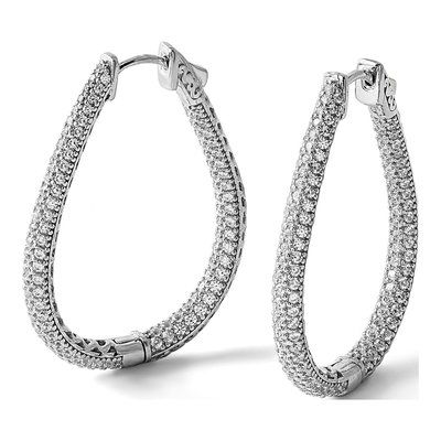 Sterling Silver 41mm CZ Pave Inside-Out Hoop Earrings – view 6