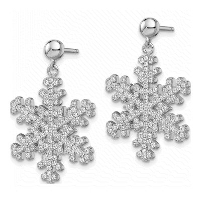 Sterling Silver CZ Snowflake Dangle Earrings – view 3