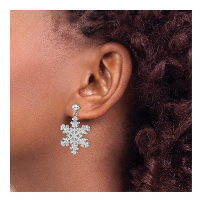 Sterling Silver CZ Snowflake Dangle Earrings – view 4
