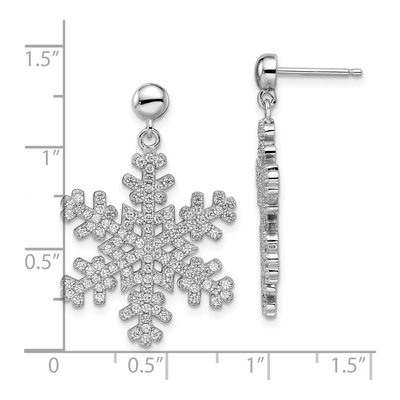 Sterling Silver CZ Snowflake Dangle Earrings – view 5