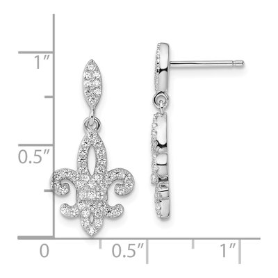Sterling Silver CZ Fleur de Lis Dangle Earrings – view 5