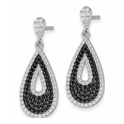Sterling Silver CZ Teardrop Dangle Earrings – view 3