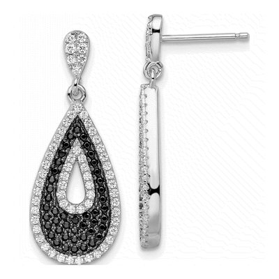 Sterling Silver CZ Teardrop Dangle Earrings