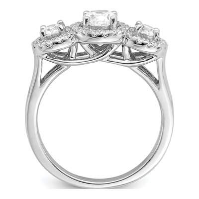 Sterling Silver CZ Halo 3-Stone Engagement Ring – view 3