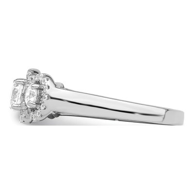 Sterling Silver CZ Halo 3-Stone Engagement Ring – view 4