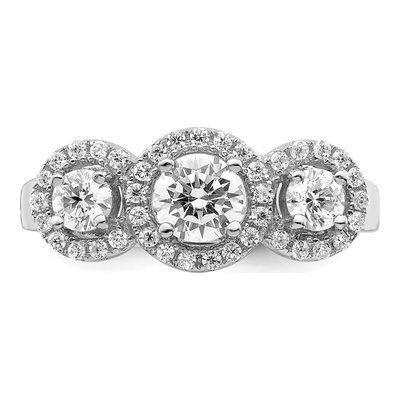 Sterling Silver CZ Halo 3-Stone Engagement Ring – view 5