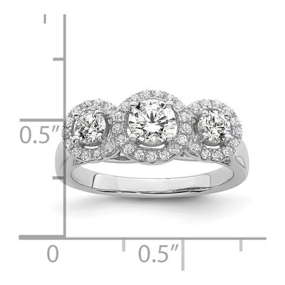Sterling Silver CZ Halo 3-Stone Engagement Ring – view 6