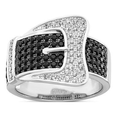 Sterling Silver CZ Buckle Ring