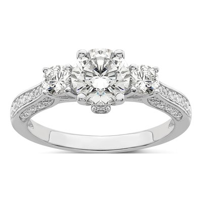 Sterling Silver CZ Micro Pave Engagement Ring
