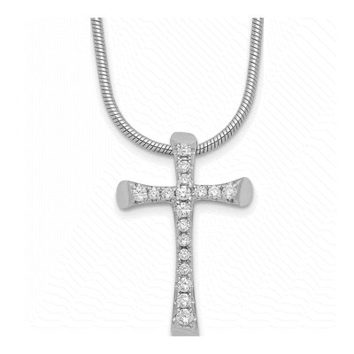 Sterling Silver CZ Pave Cross Necklace