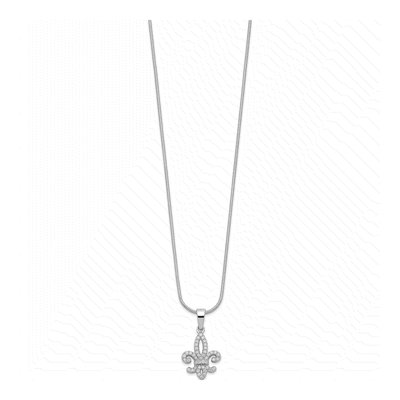 Sterling Silver CZ Fleur de Lis Necklace – view 3