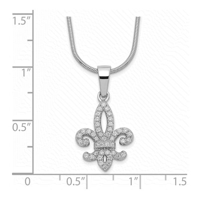 Sterling Silver CZ Fleur de Lis Necklace – view 4