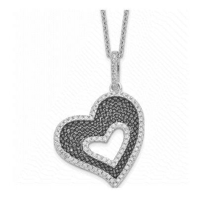 Sterling Silver CZ Heart Pendant Necklace
