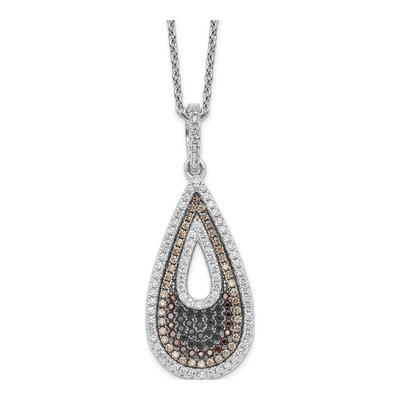 Sterling Silver CZ Pave Teardrop Pendant Necklace