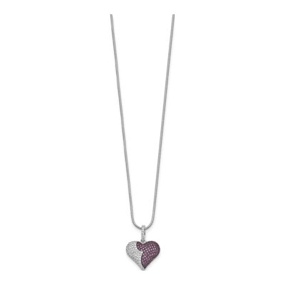 Sterling Silver CZ Heart Pendant Necklace – view 3