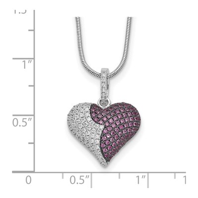 Sterling Silver CZ Heart Pendant Necklace – view 4
