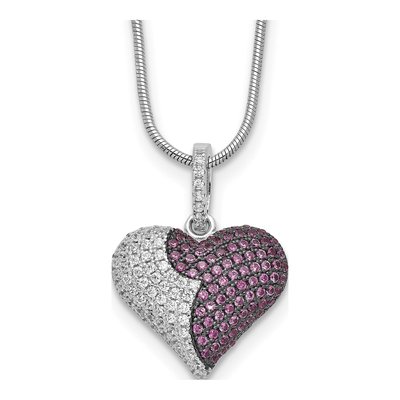 Sterling Silver CZ Heart Pendant Necklace