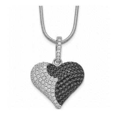 Sterling Silver CZ Heart Pendant Necklace