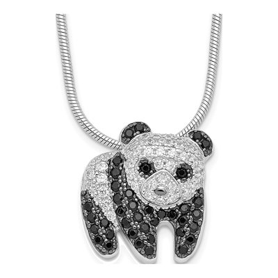 Sterling Silver CZ Panda Necklace
