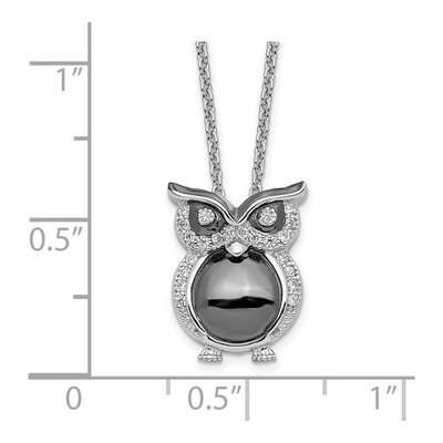 Sterling Silver CZ Owl Necklace – view 5