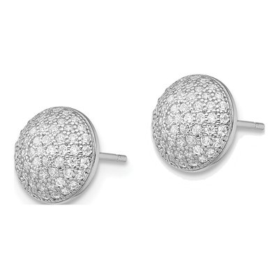 Sterling Silver CZ Pave Button Stud Earrings – view 3