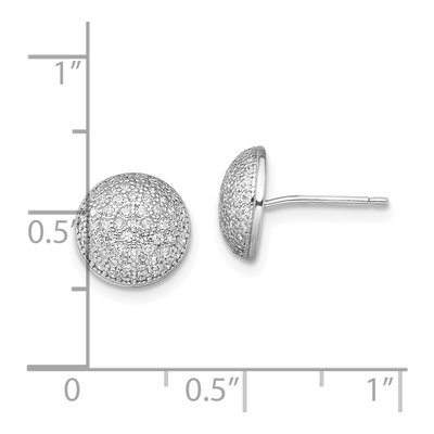 Sterling Silver CZ Pave Button Stud Earrings – view 5