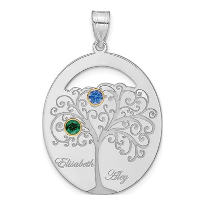 Gold-Plated Sterling Silver Personalized 2-Birthstone Family Pendant – view 2