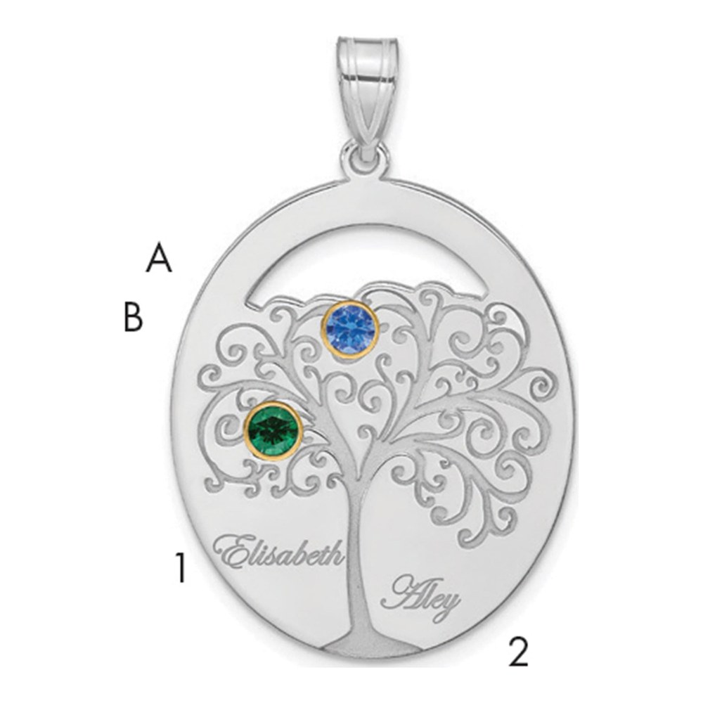 Gold-Plated Sterling Silver Personalized 2-Birthstone Family Pendant