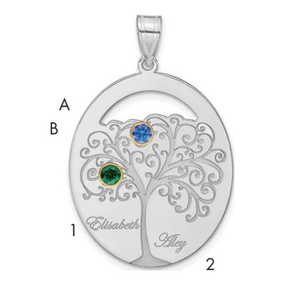 Gold-Plated Sterling Silver Personalized 2-Birthstone Family Pendant