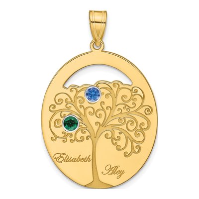 Gold-Plated Sterling Silver 2-Birthstone Family Pendant – view 2