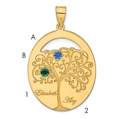 Gold-Plated Sterling Silver 2-Birthstone Family Pendant