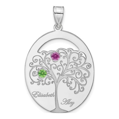 Sterling Silver Personalized 2-Birthstone Family Pendant – view 2