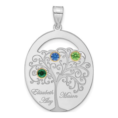 Gold-Plated Sterling Silver 3-Birthstone Family Pendant – view 2