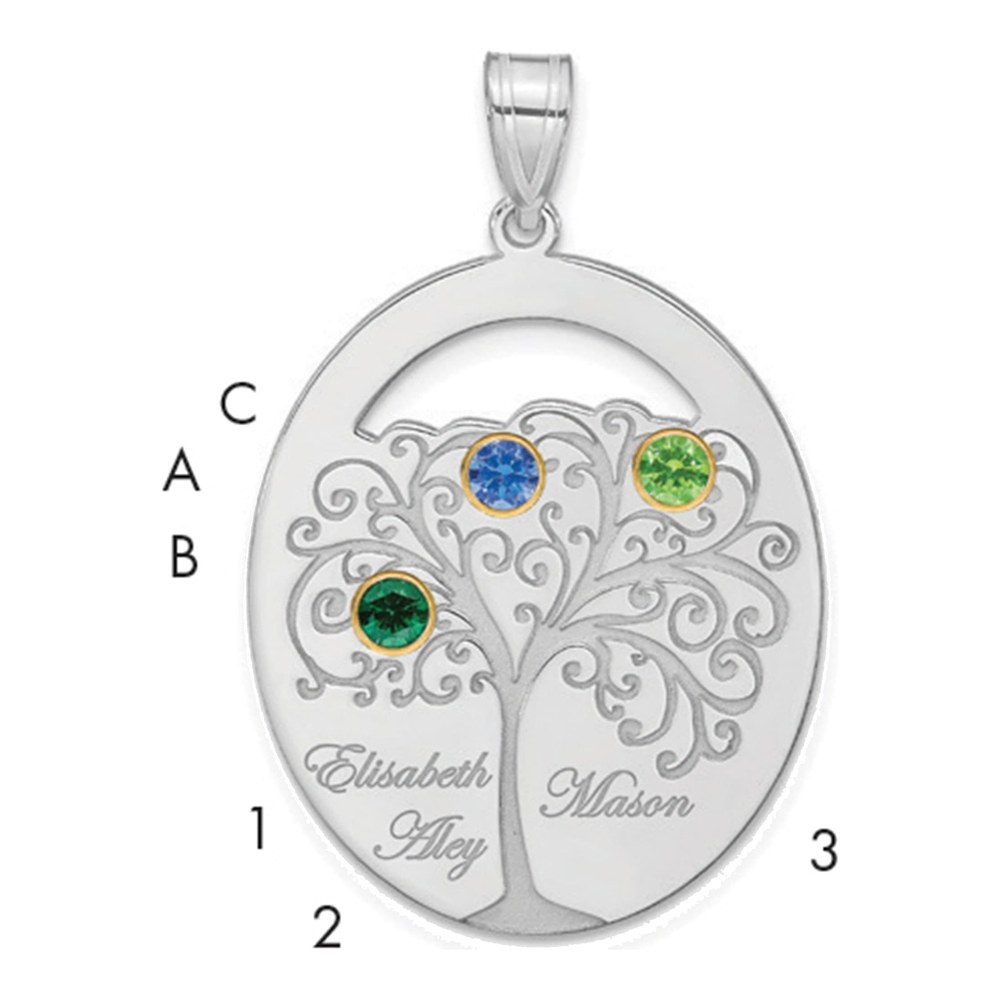 Gold-Plated Sterling Silver 3-Birthstone Family Pendant