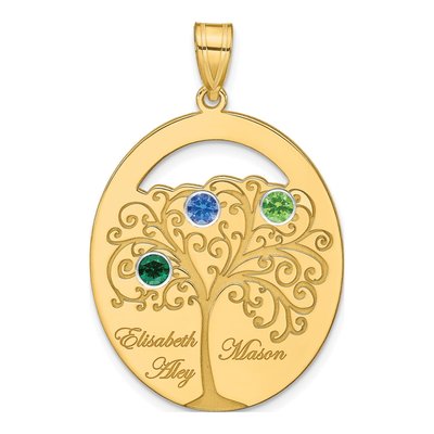Gold-Plated Sterling Silver Personalized 3-Birthstone Family Pendant – view 2