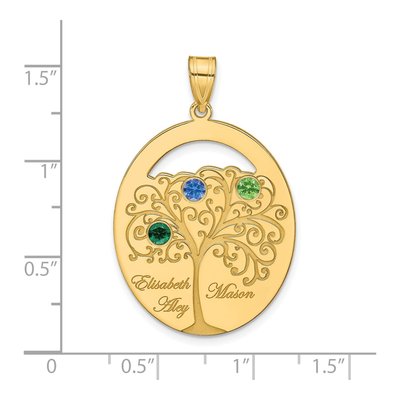 Gold-Plated Sterling Silver Personalized 3-Birthstone Family Pendant – view 3