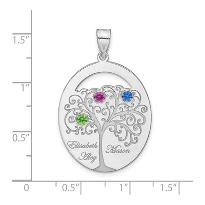 Sterling Silver Personalized 3-Birthstone Family Pendant – view 3