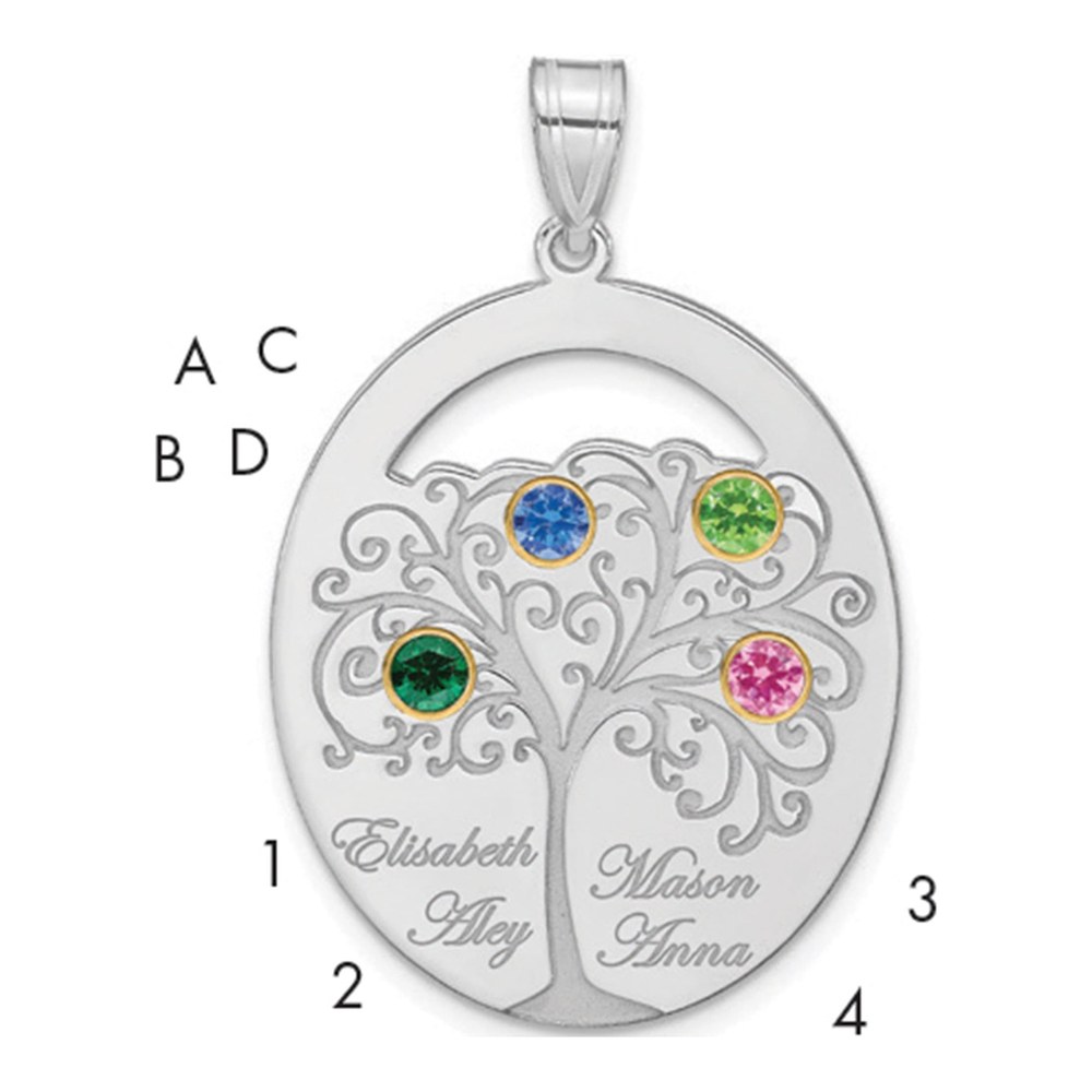 Gold-Plated Sterling Silver 4-Birthstone Family Pendant