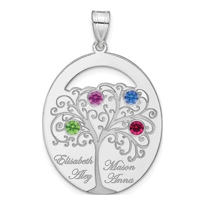 Personalized 4 Birthstone Family Pendant | Sterling Silver – view 2