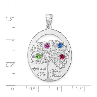 Personalized 4 Birthstone Family Pendant | Sterling Silver – view 3